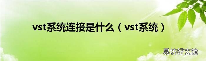 vst系统 vst系统连接是什么