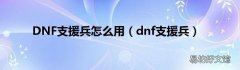 dnf支援兵 DNF支援兵怎么用