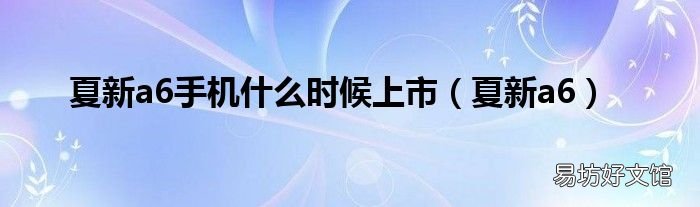 夏新a6 夏新a6手机什么时候上市