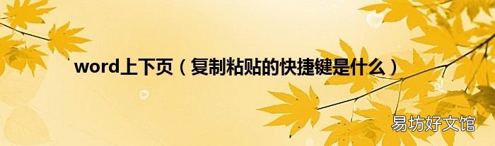 复制粘贴的快捷键是什么 word上下页