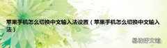 苹果手机怎么切换中文输入法 苹果手机怎么切换中文输入法设置