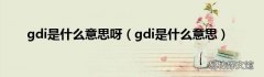 gdi是什么意思 gdi是什么意思呀