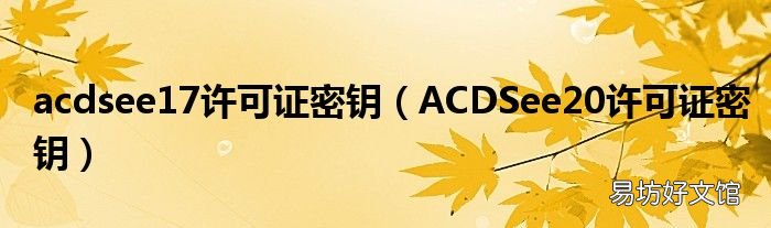 ACDSee20许可证密钥 acdsee17许可证密钥