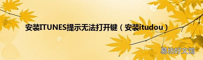 安装itudou 安装ITUNES提示无法打开键