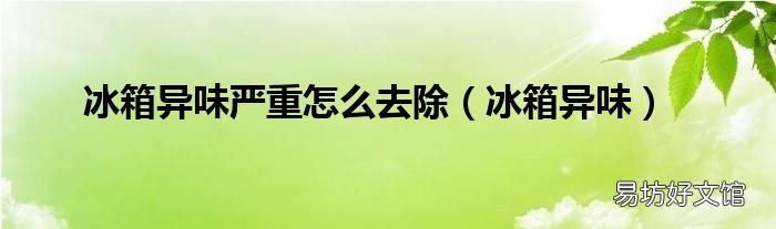 冰箱异味 冰箱异味严重怎么去除