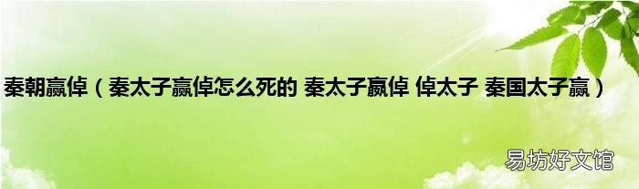 秦太子赢倬怎么死的 秦太子嬴倬 倬太子 秦国太子赢 秦朝赢倬