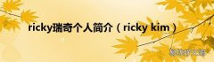 ricky kim ricky瑞奇个人简介