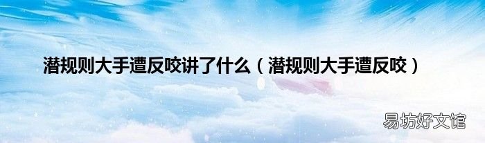 潜规则大手遭反咬 潜规则大手遭反咬讲了什么