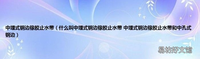 什么叫中埋式钢边橡胶止水带 中埋式钢边橡胶止水带和中孔式钢边 中埋式钢边橡胶止水带