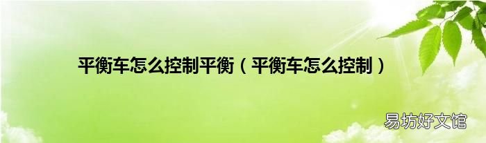 平衡车怎么控制 平衡车怎么控制平衡
