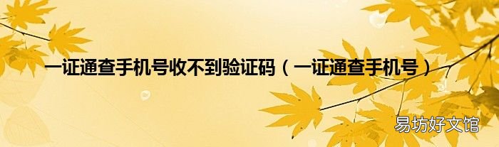 一证通查手机号 一证通查手机号收不到验证码