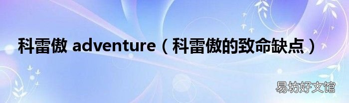 科雷傲的致命缺点 科雷傲 adventure