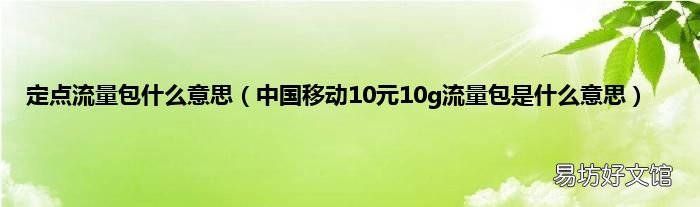 中国移动10元10g流量包是什么意思 定点流量包什么意思