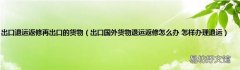 出口国外货物退运返修怎么办 怎样办理退运 出口退运返修再出口的货物