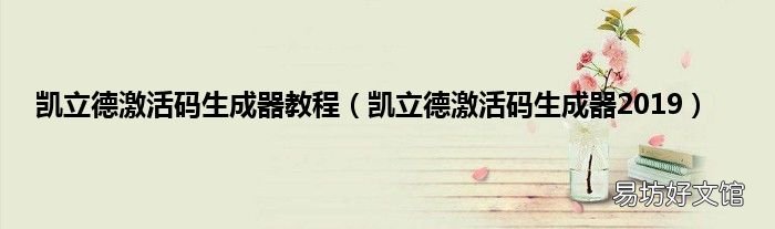 凯立德激活码生成器2019 凯立德激活码生成器教程