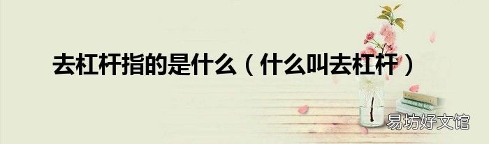 什么叫去杠杆 去杠杆指的是什么