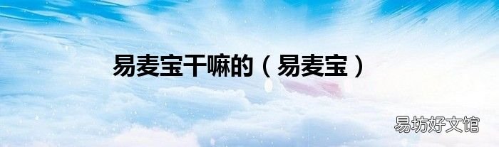 易麦宝 易麦宝干嘛的