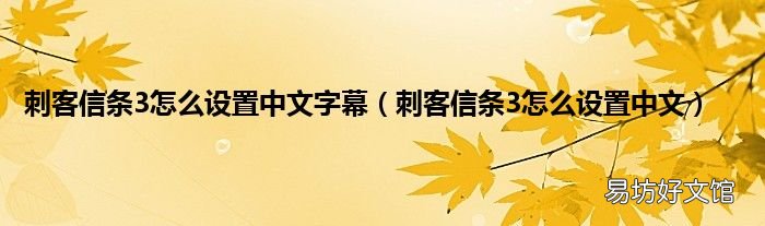 刺客信条3怎么设置中文 刺客信条3怎么设置中文字幕