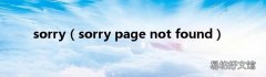 sorry page not found sorry