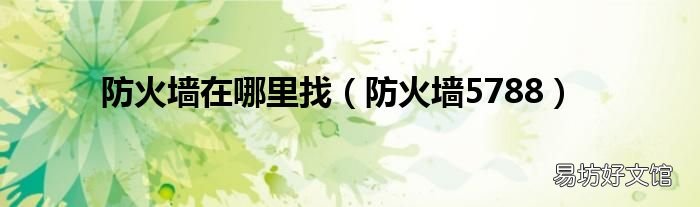 防火墙5788 防火墙在哪里找