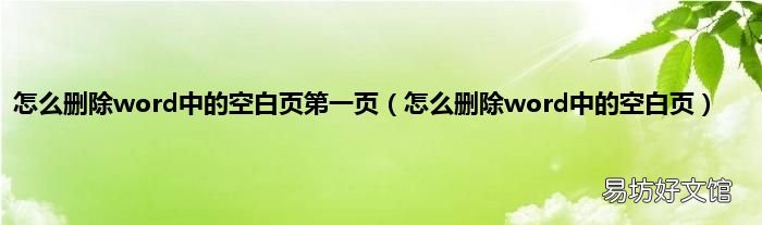 怎么删除word中的空白页 怎么删除word中的空白页第一页