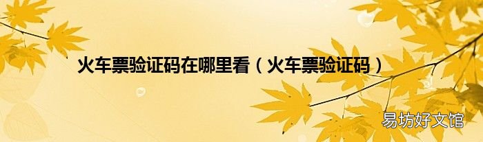 火车票验证码 火车票验证码在哪里看