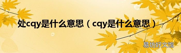 cqy是什么意思 处cqy是什么意思