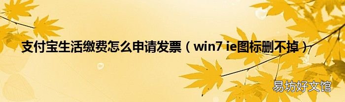 win7 ie图标删不掉 支付宝生活缴费怎么申请发票