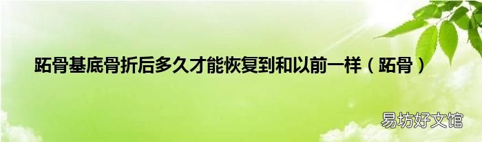 跖骨 跖骨基底骨折后多久才能恢复到和以前一样
