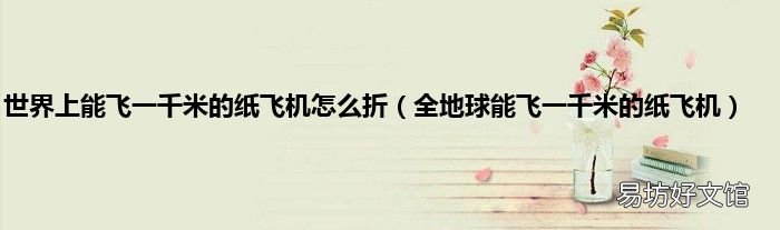 全地球能飞一千米的纸飞机 世界上能飞一千米的纸飞机怎么折