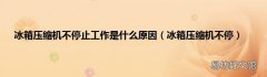 冰箱压缩机不停 冰箱压缩机不停止工作是什么原因