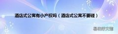 酒店式公寓不要碰 酒店式公寓有小产权吗
