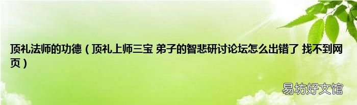 顶礼上师三宝 弟子的智悲研讨论坛怎么出错了 找不到网页 顶礼法师的功德