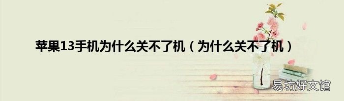 为什么关不了机 苹果13手机为什么关不了机