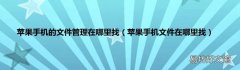 苹果手机文件在哪里找 苹果手机的文件管理在哪里找