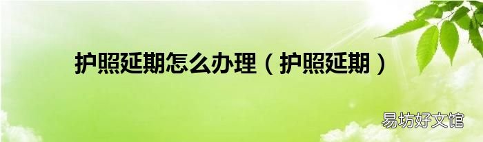 护照延期 护照延期怎么办理