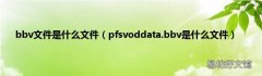 pfsvoddata.bbv是什么文件 bbv文件是什么文件