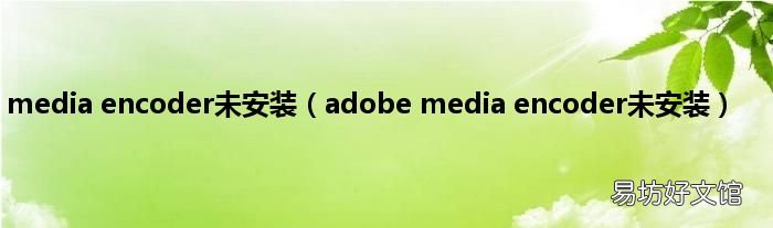 adobe media encoder未安装 media encoder未安装