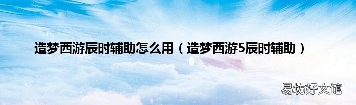 造梦西游5辰时辅助 造梦西游辰时辅助怎么用
