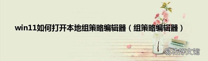 组策略编辑器 win11如何打开本地组策略编辑器