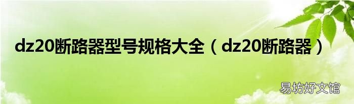 dz20断路器 dz20断路器型号规格大全