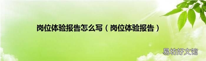 岗位体验报告 岗位体验报告怎么写