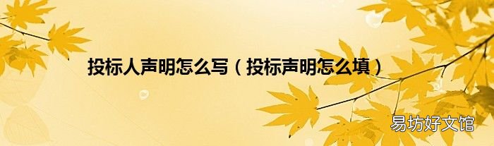 投标声明怎么填 投标人声明怎么写
