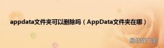 AppData文件夹在哪 appdata文件夹可以删除吗