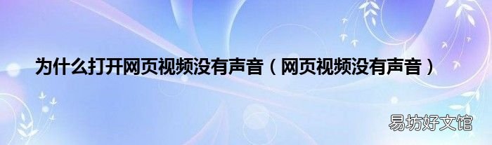 网页视频没有声音 为什么打开网页视频没有声音