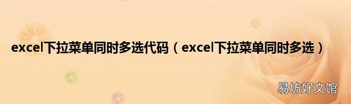 excel下拉菜单同时多选 excel下拉菜单同时多选代码