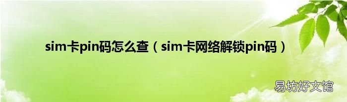 sim卡网络解锁pin码 sim卡pin码怎么查