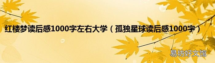 孤独星球读后感1000字 红楼梦读后感1000字左右大学