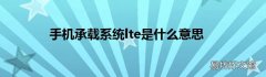 手机承载系统lte是什么意思