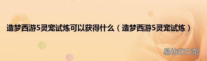 造梦西游5灵宠试炼 造梦西游5灵宠试炼可以获得什么